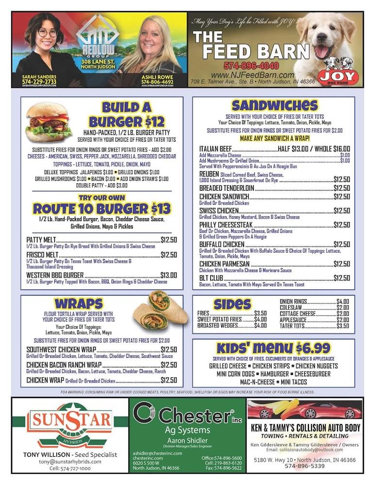 Judson's Route 10 Bar & Grill Menu image 1